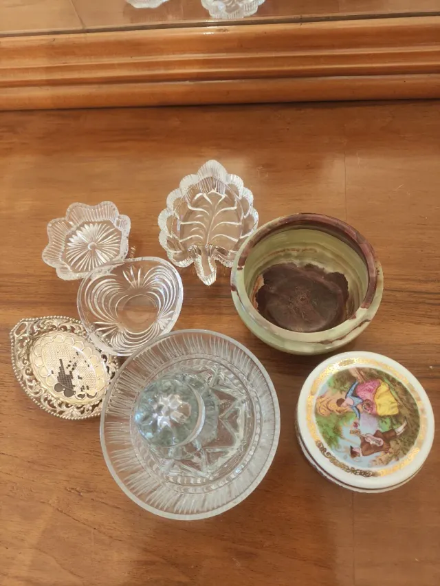 Lote Decoración Vintage Cristal y Porcelana