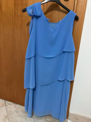 Abito donna azzurro con fiocco