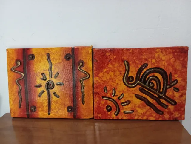 Set 2 Cuadros Étnicos Hechos a Mano