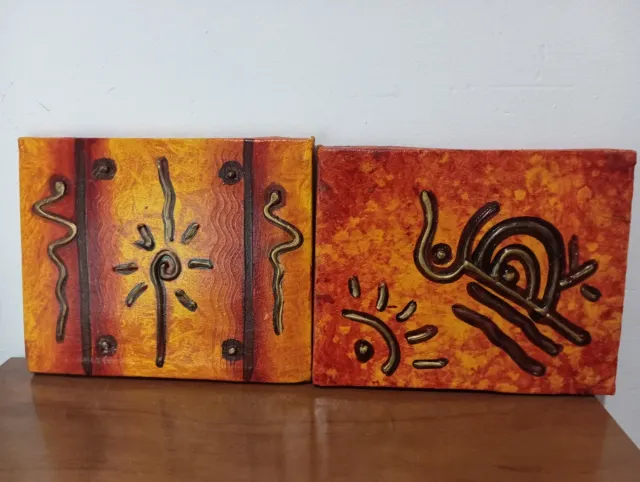 Set 2 Cuadros Étnicos Hechos a Mano