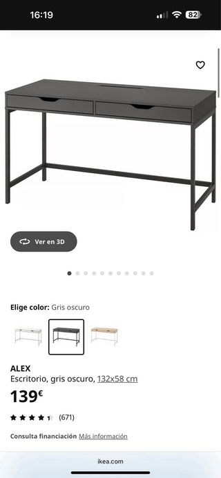 Escritorio moderno gris con cajones