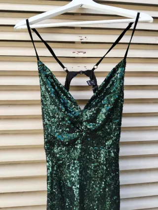 Vestido largo lentejuelas verde
