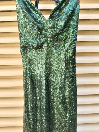 Vestido largo lentejuelas verde
