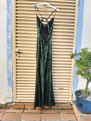 Vestido largo lentejuelas verde