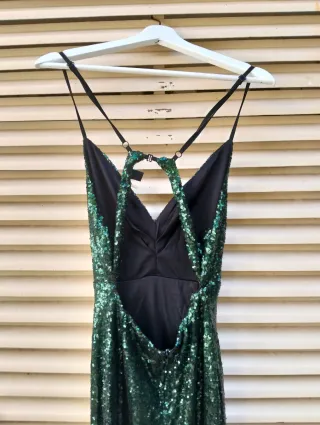 Vestido largo lentejuelas verde