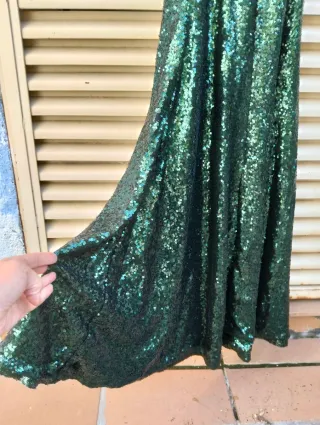 Vestido largo lentejuelas verde