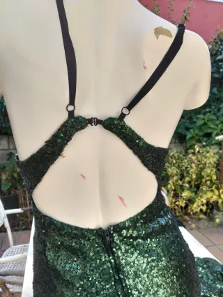 Vestido largo lentejuelas verde