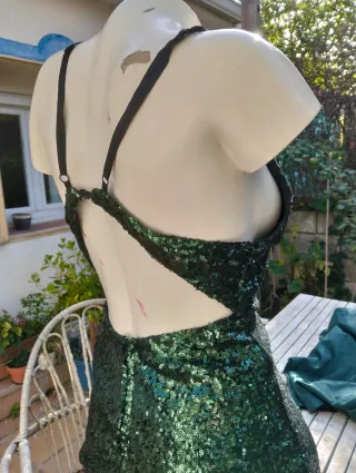 Vestido largo lentejuelas verde