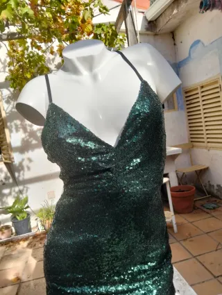Vestido largo lentejuelas verde