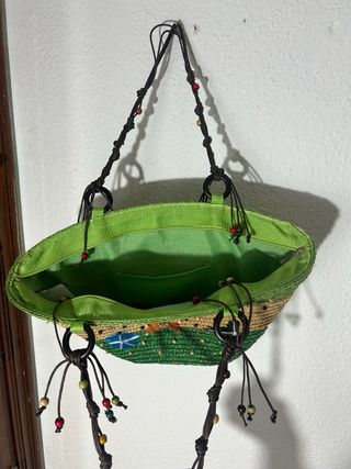 Bolso de playa de rafia con estrellas