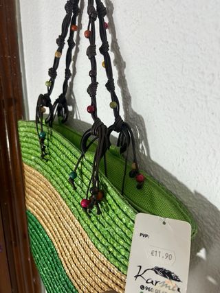 Bolso de playa de rafia con estrellas