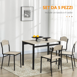Set da Pranzo da 5 Pezzi con 1 Tavolo Rettangolare