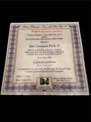 Medaglia Giovanni Paolo II Oro 18k Canonizzazione