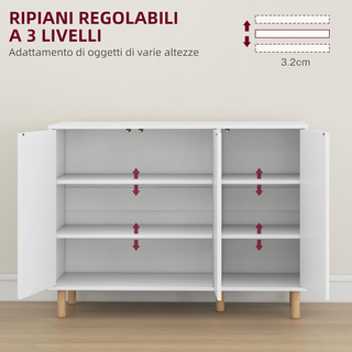 Credenza Moderna con 2 Armadietti a 3 Ripiani, Mob