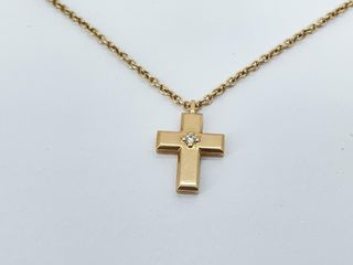 collar oro 18k con piedra con diamante 22cm