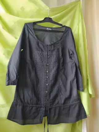 Blusa camisa negra mujer encaje tul