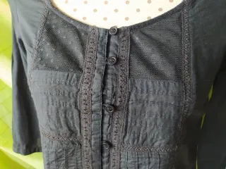Blusa camisa negra mujer encaje tul