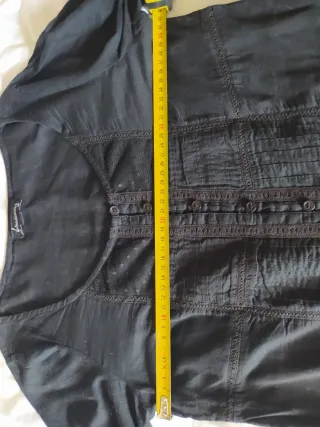 Blusa camisa negra mujer encaje tul