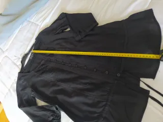 Blusa camisa negra mujer encaje tul