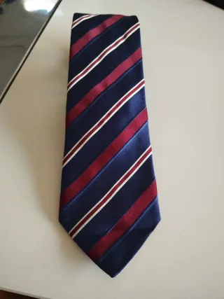 Corbata Massimo Dutti Rayas Azul, granate y blanco