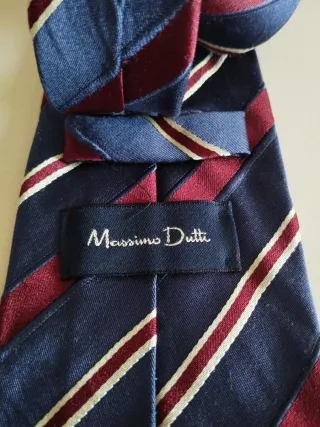 Corbata Massimo Dutti Rayas Azul, granate y blanco