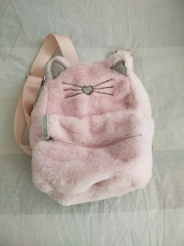 Mochila infantil peluche gato rosa