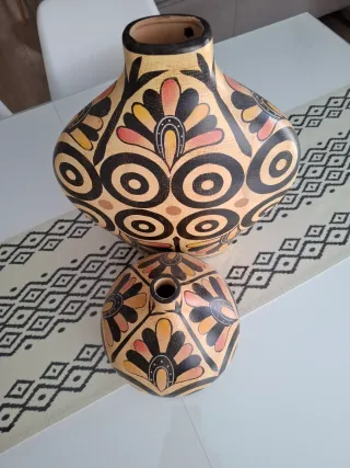 Juego de 2 jarrones decorativos de cerámica