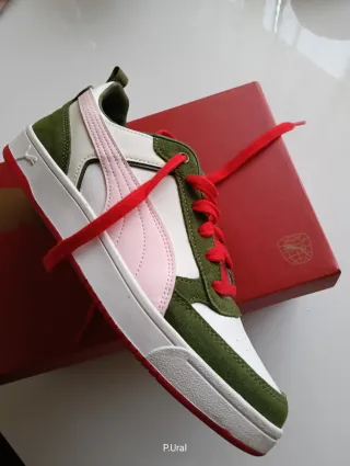 Zapatillas Puma Mujer Verde Naranja Blanca