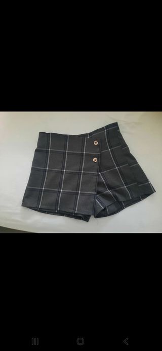 Falda pantalón cuadros gris