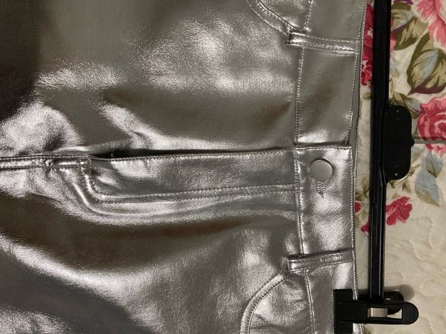 Gonna donna effetto laminato argento