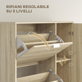 Mobile Scarpiera con Specchio per 16 Paia di Scarp