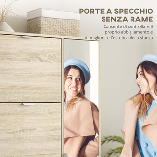 Mobile Scarpiera con Specchio per 16 Paia di Scarp