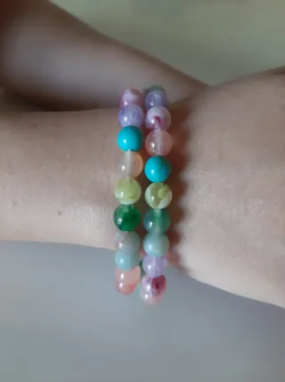 Coppia di bracciali elastici perline colorate 16cm