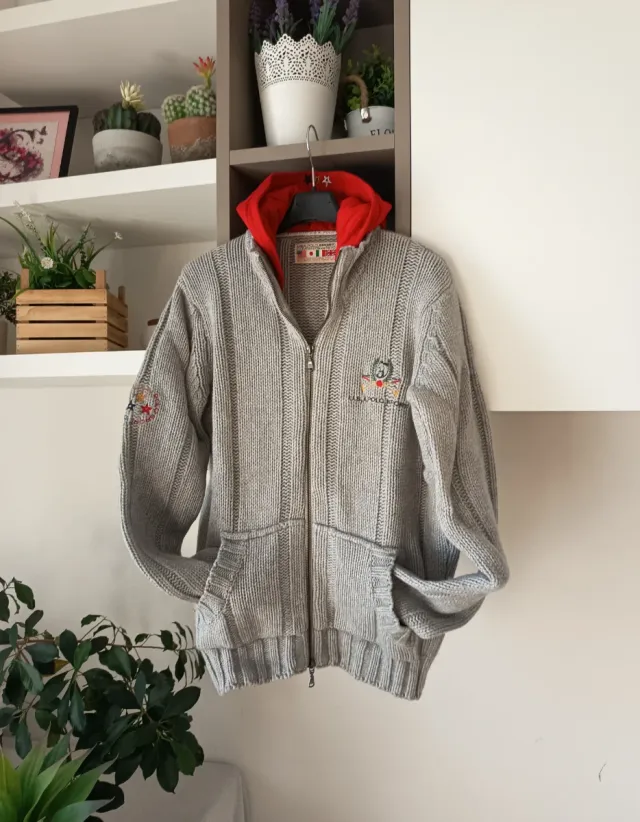 Maglione lana e cashmere zip cappuccio