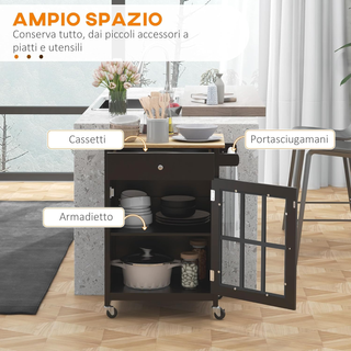 Carrello da Cucina con Cassetto, Ripiano Regolabil