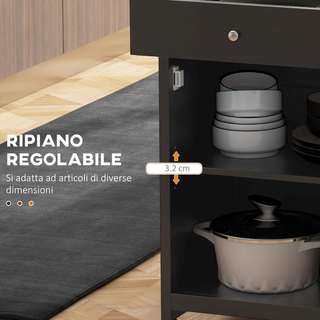 Carrello da Cucina con Cassetto, Ripiano Regolabil