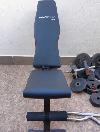 Kit Musculación Banco Pesas Mancuernas Barras