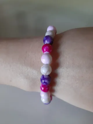 Bracciale elastico perline colorate 16cm