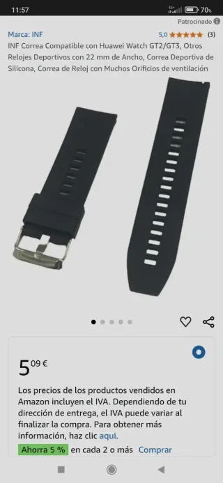 Correas de reloj 20/22mm.