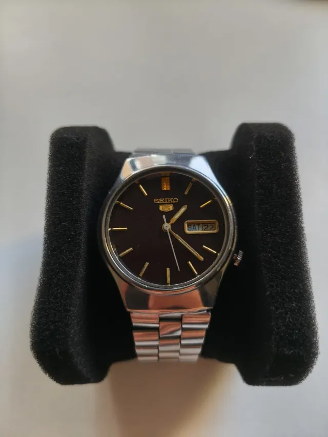 Reloj Seiko 5 Automático Vintage Marrón/Plateado