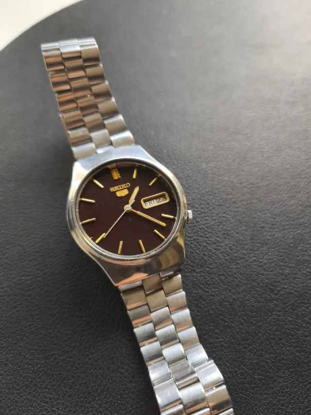 Reloj Seiko 5 Automático Vintage Marrón/Plateado