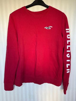 Sudadera Hollister Roja Logo Manga
