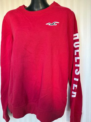 Sudadera Hollister Roja Logo Manga