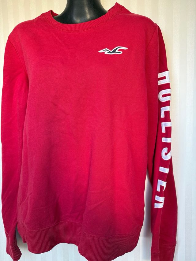 Sudadera Hollister Roja Logo Manga