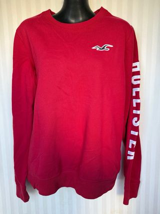 Sudadera Hollister Roja Logo Manga