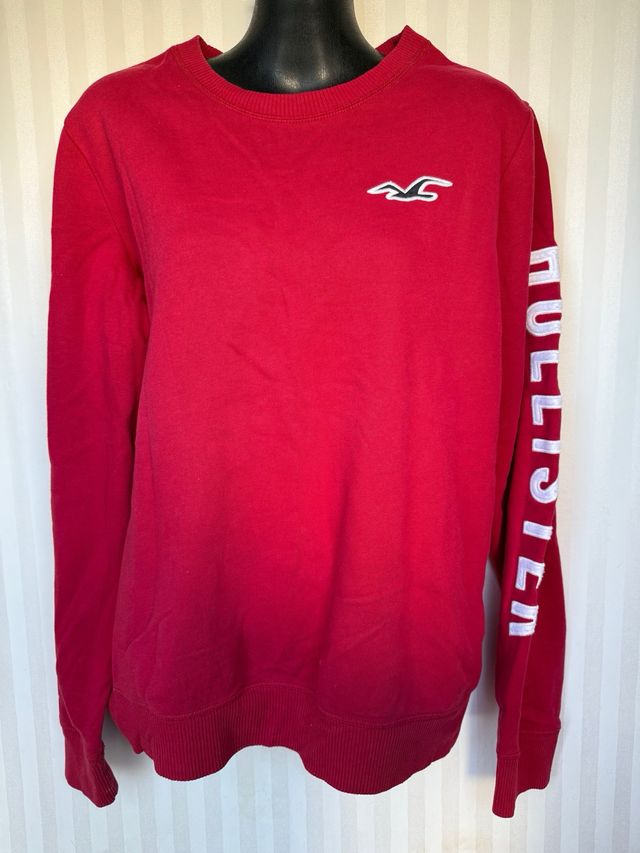Sudadera Hollister Roja Logo Manga