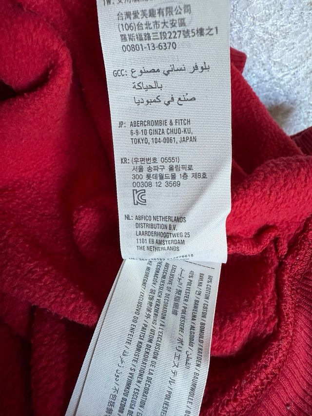 Sudadera Hollister Roja Logo Manga