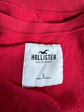Sudadera Hollister Roja Logo Manga