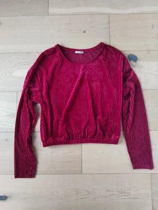 Top terciopelo Zara rojo-rosado