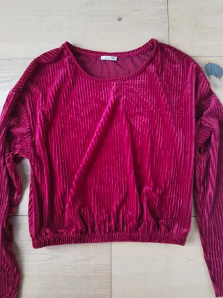 Top terciopelo Zara rojo-rosado